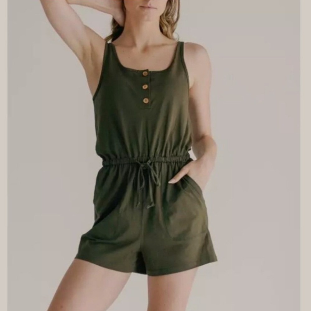 IMBODHI GO TO ELLA Romper Sleeveless WOMEN Small MOSS LIGHTWEIGHT COMFORT USA